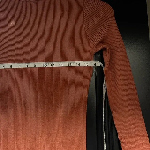 Orange Ribbed Knit Dress - Picture 4 of 9